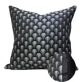 Dark blue fan pattern square throw pillow cover, modern luxury decorative cushion slipcover. - 30x50 cm Lumbar Pillow Case Only / Black AB Style Without Piping