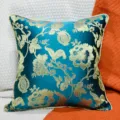 Blue jacquard throw pillow cover, modern luxury sofa cushion case for home decor 45x45 - 40x60cm (With Feather Velvet Pillow Core) / Peacock Blue Botanical With Piping