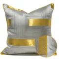 Federa per cuscino geometrica moderna nordica con strisce di satin dorato per decorazione divano. - Fodera per Piccolo Cuscino Lombare 30x50cm Solo Fodera / Grigio-Oro Stile Profilo AB