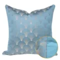 Fodera per cuscino azzurro con motivo a ventaglio Art Deco, elegante copricuscino divano. - 40x60cm (Grande Cuscino Lombare con Imbottitura in Cotone PP) / Blu Stile Senza Profilo AB