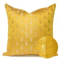 Federa per cuscino gialla con motivo a ventaglio lusso copricuscino decorativo per divano casa - 30x50cm (Piccola Federa per Cuscino Lombare Solo) / Stile con cordoncino Giallo AB
