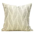 Modern jacquard throw pillow cover, khaki square cushion case with botanical fern pattern. - Khaki Double-Sided Style Without Piping