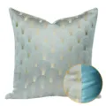 Fodera per cuscino azzurro con motivo a ventaglio art déco, elegante federa dorata chic. - 30x50cm (Piccola Federa per Cuscino Lombare Solo) / Verde Stile Senza Profilo AB