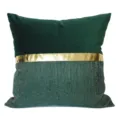 Fodera per cuscino in velluto verde con fascia metallica dorata e design geometrico - 40x60cm (Grande Cuscino Lombare con Imbottitura in Cotone PP) / Stile patchwork verde AB