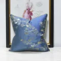 Housse de coussin bleue de luxe nordique avec motif de feuille de ginkgo argenté - 30x50cm (Petite Housse de Coussin Lombaire Seulement) / Ginkgo bleu version AB sans passepoil