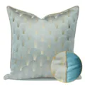 Federa decorativa per cuscino azzurro con elegante motivo a ventaglio dorato per divano - 30x50cm (Piccola Federa per Cuscino Lombare Solo) / Verde Stile Profilo AB