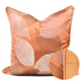 Fundas de cojín decorativas naranjas de lujo con diseño de hojas para sofá de sala de estar - Funda de almohada lumbar solamente 30x50 cm / Modelo AB naranja con ribete