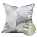 Funda de cojín moderna de lujo con estampado de hojas grises, elegante decoración de sofá. - Funda de almohada lumbar solamente 30x50 cm / Caqui AB sin ribete