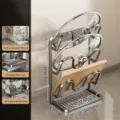 Kitchen pot lid holder carbon steel countertop organizer 3-tier cutting board rack - 3-Tier Pot Lid Rack / Gunmetal