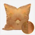 Modern orange fan geometric pattern throw pillow cover, square sofa cushion case for living room. - Orange AB Style (No Piping) / 30x50cm Pillow Cover Only / Orange