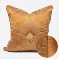 Modern orange fan geometric pattern square throw pillow cover for living room sofa hotel. - Orange AB Style (Piping) / 30x50cm Pillow Cover Only / Orange