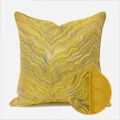 Yellow modern wave decorative pillow cover, abstract pattern cushion case for sofa bed. - 40x60cm Large Lumbar Pillow with PP Cotton Insert / Yellow Ripple Reversible Design, Piped