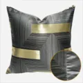 Housse de coussin décorative géométrique moderne noir et or pour canapé lit chambre - 40x60cm avec Rembourrage en Coton PP / Style Sans Passepoil Gris Noir