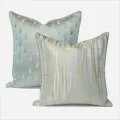 Ensemble de housses de coussin de luxe modernes, coussins à motifs rayés et éventail. - 30x50cm (Petite Housse de Coussin Lombaire Seulement) / Bleu Clair AB Avec Passepoil Combinaison