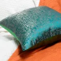 Blue jacquard throw pillow cover, modern luxury square cushion case for sofa and bed decor. - Peacock Blue Fine Grid Without Piping
