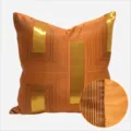 Housse de coussin décorative géométrique orange moderne avec lignes dorées pour canapé salon - 40x60cm avec Rembourrage en Coton PP / Style Sans Passepoil Orange