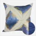 Federa per cuscino geometrica blu di lusso moderno per divano da soggiorno stile hotel - 40x60cm (Con Nucleo in Cotone PP) / Blu AB Senza Profilo