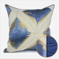 Moderna federa per cuscino geometrica blu di lusso con accento dorato per divano soggiorno. - 40x60cm (Con Nucleo in Cotone PP) / Blu Stile Profilo AB