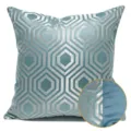 Blue geometric cushion cover luxury decorative pillow case with fabric detail inset - 30x50cm Small Lumbar Pillow Cover Only / Pale Blue AB Style Without Piping II