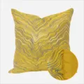 Modern minimalist yellow wavy decorative pillowcase, luxury stripe cushion cover for sofa - Yellow Ripple Reversible Design, No Piping