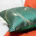 Modern luxury green gold jacquard throw pillow cover for sofa and bed home decoration. - Green Stripe Without Piping