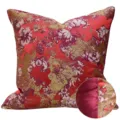 Federa per cuscino jacquard floreale rosso, lussuosa fodera vintage per divano e letto. - Stile AB jacquard rosso senza bordino