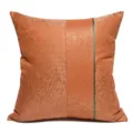 Funda de cojín decorativo naranja de lujo moderno con raya abstracta y ribete verde. - 40x60cm Cojín Lumbar Grande con Núcleo de Algodón PP / Funda de almohada de retazos naranja reversible