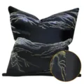Housse de coussin moderne lignes abstraites, taie d'oreiller luxueuse or gris pour canapé salon. - 40x60cm Grand Coussin Lombaire avec Noyau en Coton PP / Côté AB paysage noir sans passepoil