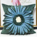 Dark green throw pillow cover with 3d layered flower design, decorative cushion for sofa bed. - 45x45 Pillow Cover Only / Green with Sunflower