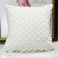 White 3D Petal Cushion Cover Nordic Style Decorative Pillow Case for Living Room Sofa - 45x45 Pillow Cover Only / Fish Scale Pattern - Cream White