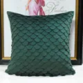 Dark green 3D fish scale cushion cover, stylish decorative sofa pillow slip variant. - Fish Scale Pattern - Green