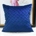 Dark blue fish scale pillowcase decorative Nordic style luxury soft sofa cushion cover - Fish Scale Pattern - Blue