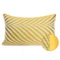 Nordic style yellow striped cushion cover sofa throw pillow case with detailed zoom view. - Yellow AB Piped Style [Lumbar Pillow]