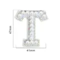 Pearl rhinestone letter T patch DIY clothing accessory embroidered applique badge decor - Letter T