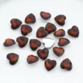 Heart crystal rhinestones with silver backing for DIY crafts and jewelry making accessories. - Red Brown