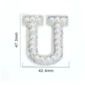 Pearl rhinestone letter U patch for clothing hat bag DIY decorative apparel accessory. - Letter U