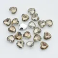 Champagne heart crystal rhinestones, pointed back faceted glass DIY accessories for crafting. - Coffee
