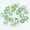 Light green heart-shaped pointed-back crystal glass rhinestones for DIY accessories design. - Light Green