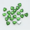 Green heart crystal rhinestones with silver backing for DIY craft apparel accessories. - Grass Green