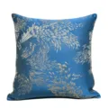 Federa per cuscino decorativa blu di lusso con elegante motivo jacquard floreale. - 50x50cm (Senza Imbottitura) / Blu 03 Senza Profilo
