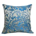 Luxury blue jacquard throw pillow cover with floral leaf pattern for sofa decor cushion - Blue 05 No Piping