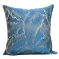 Blue gold feather jacquard throw pillow cover, luxury floral cushion cover for sofa. - Blue 06 No Piping