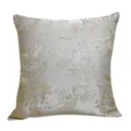 New Chinese style luxury throw pillow cover with gold botanical jacquard pattern, silver grey. - Khaki 04 No Piping
