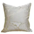 Luxury jacquard cushion cover with gold leaf botanical design for sofa home decor style variant. - Khaki 07 No Piping
