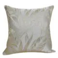 Luxury jacquard cushion cover with gold leaf pattern, elegant throw pillow case for sofa. - Khaki 08 No Piping