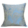 Luxury blue throw pillow cover with gold dandelion jacquard pattern for modern home decor. - Light Blue 03 No Piping