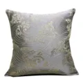 New Chinese style decorative square throw pillow cover with elegant golden wave jacquard. - Gray 01 No Piping