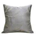 Grey luxury leaf jacquard throw pillow cover, elegant gold accent cushion case for sofa. - Gray 07 No Piping