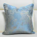Blue Jacquard Throw Pillow Cover Decorative Cushion Cover Elegant Floral Pattern 45x45 - Light Blue 08 Piping