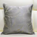 New Chinese style luxury throw pillow cover with gold leaf botanical jacquard design for sofa. - Gray 07 With Piping